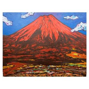 並木修一郎 「 黄金富士 」( 赤富士 ) 油絵 ・ 油彩画 F10 ( 10号