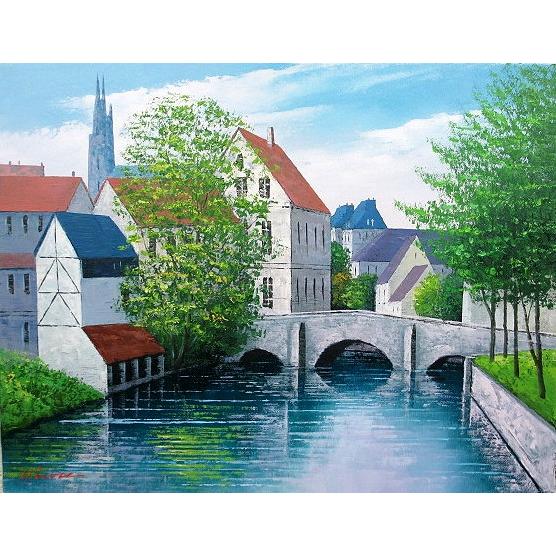 油絵 油彩画 洋画 (油絵額縁付きで納品対応可) F4号 「シャルトル」 広瀬 和之