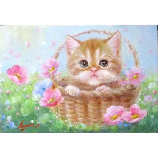 油絵 油彩画 洋画 (油絵額縁付きで納品対応可) SM 「かわいい？」 星野 歩