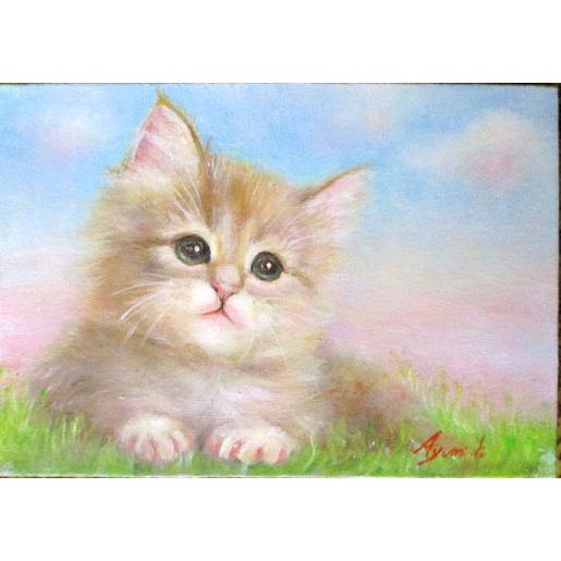 油絵 油彩画 洋画 (油絵額縁付きで納品対応可) SM 「ピンクの夕焼け」 星野 歩