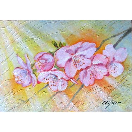 油絵 油彩画 洋画 (油絵額縁付きで納品対応可) F4号 「さくら２」 内藤 千嘉