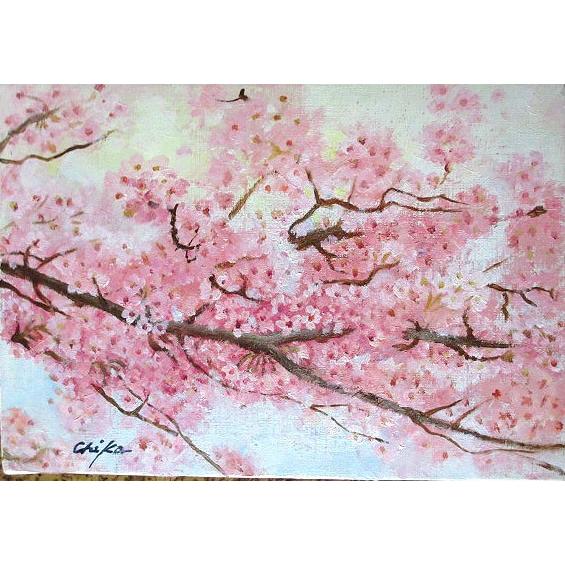 油絵 油彩画 洋画 (油絵額縁付きで納品対応可) F4号 「さくら３」 内藤 千嘉