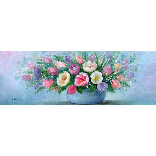 油絵 油彩画 洋画 (油絵額縁付きで納品対応可) WSM 「チューリップ」 野村 正明