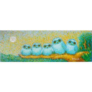 油絵 油彩画 洋画 (油絵額縁付きで納品対応可) WSM 「福ふくろう」 佐野 千恵子