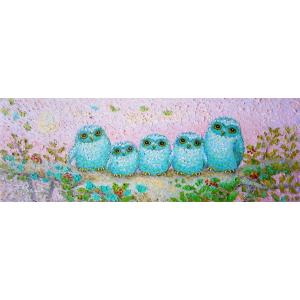 油絵 油彩画 洋画 (油絵額縁付きで納品対応可) WSM 「祝ふくろう」 佐野 千恵子