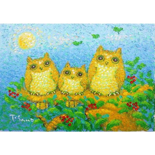 油絵 油彩画 洋画 (油絵額縁付きで納品対応可) F6号 「コノハズク１」 佐野 千恵子