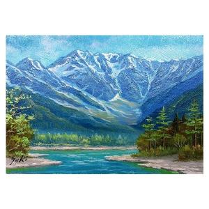 ヨーロッパ絵画 肉筆油絵 40X80 サンジオバンニ作 「朝焼けの海