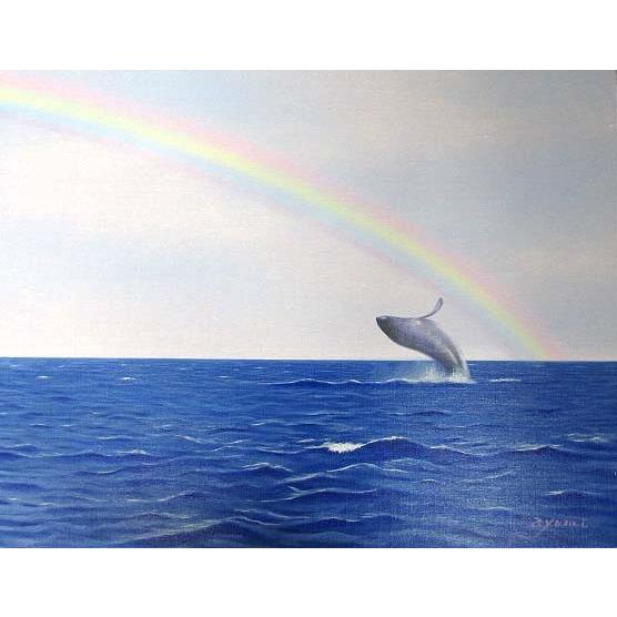 油彩画 洋画 (油絵額縁付きで納品対応可) M4号 「虹のある風景３」 白鳥あゆみ