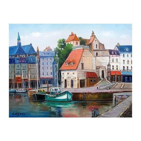 油絵 油彩画 洋画 (油絵額縁付きで納品対応可) WF3 「ぺリゴールの村」 羽沢 清水