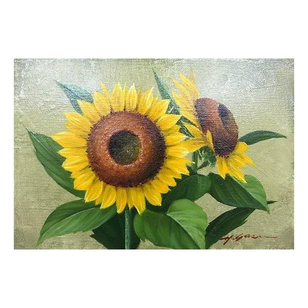 油絵 油彩画 洋画 (油絵額縁付きで納品対応可) F6号 「向日葵」 安田 英明