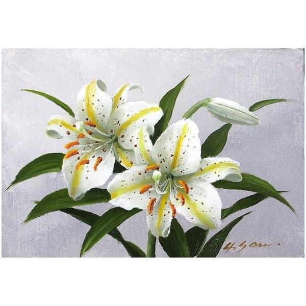 油絵 油彩画 洋画 (油絵額縁付きで納品対応可) SM 「山百合」 安田 英明