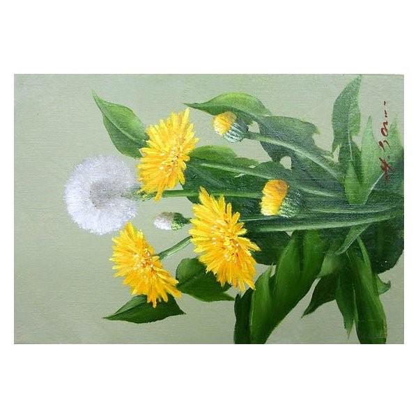 油絵 油彩画 洋画 (油絵額縁付きで納品対応可) F6号 「たんぽぽ」 安田 英明