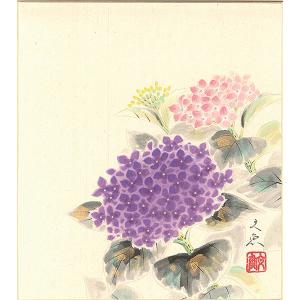 色紙（夏）中谷 文魚作画「紫陽花」 色紙寸法24.2X27.2cm