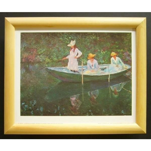 額縁付きヨーロッパ製絵画 サイズ八ッ切 MONET「The Boat at Giverny」