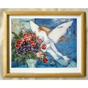 シャガール　額縁　ブルーエンジェル 額縁付きヨーロッパ製絵画 サイズ八ッ切 ChaGall「Blue AnGel」 : 東欧