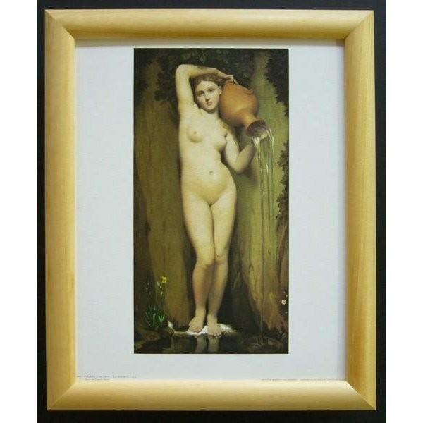 額縁付きヨーロッパ製絵画 サイズ八ッ切 INGRES「La Source」