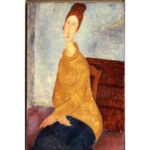 絵画 世界の名画シリーズ 額縁付 アメディオ・モディリアーニ 「黄色のセーターを着たジャンヌ」 お買...