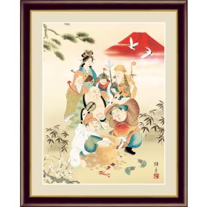 工芸額 七福神宝船図 /葛飾北斎 筆 : 京都からの逸品 アート和風館