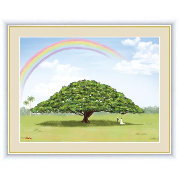 高精細デジタル版画 額装絵画 大きな木の風景 鈴木 みこと作 「モンキーポッド」 F6