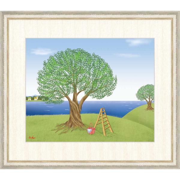 高精細デジタル版画 額装絵画 鈴木 みこと（すずき みこと）作 「オリーブの木」 F8