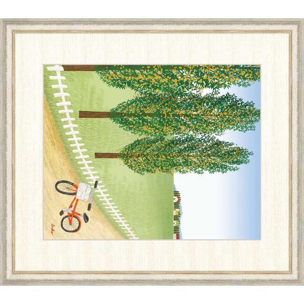 高精細デジタル版画 額装絵画 鈴木 みこと（すずき みこと）作 「ポプラ並木」 F8