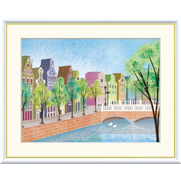 高精細デジタル額装版画 現代アート Tomohiro 街路樹のある風景 横田友広 (よこた ともひろ...