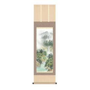 掛け軸 高精細巧芸画 純国産掛け軸 山水画 伊藤 渓山 「秀麗名瀧」 尺三 オニックス風鎮 防虫香サ...