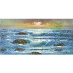 斉藤 要 「 神戸港 」 油絵 ・ 油彩画 F6 (6号) 絵画 肉筆