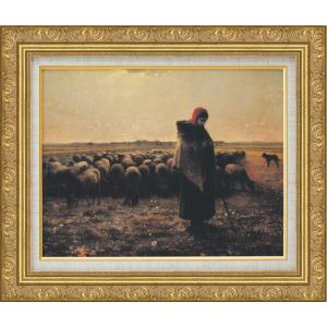 絵画 額装絵画 ジャン・フランソワ・ミレー 「羊飼いの少女」 世界の名画シリーズ サイズ F6｜touo