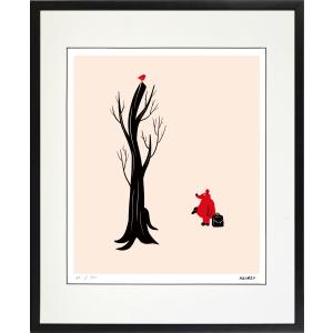 ジークレー版画 額装絵画 MEOMEO作 「鼠と木」 四ッ切サイズ