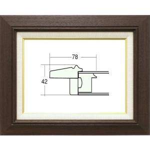 額縁　油絵/油彩額縁 木製フレーム 3427 ガラス付 サイズ F4号 ブラウン｜touo