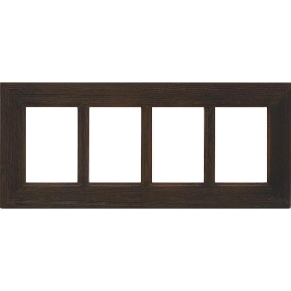 額縁 写真立て 木製フレーム 色紙4864 (ハガキ判４連) 墨 ブラウン