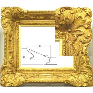 額縁　油絵/油彩額縁 手彫 アクリル付 9223 F20号 ゴールド 金｜touo