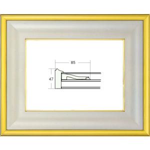 油絵/油彩額縁 木製フレーム UVカットアクリル付 3411 サイズ M8号 金泥｜touo