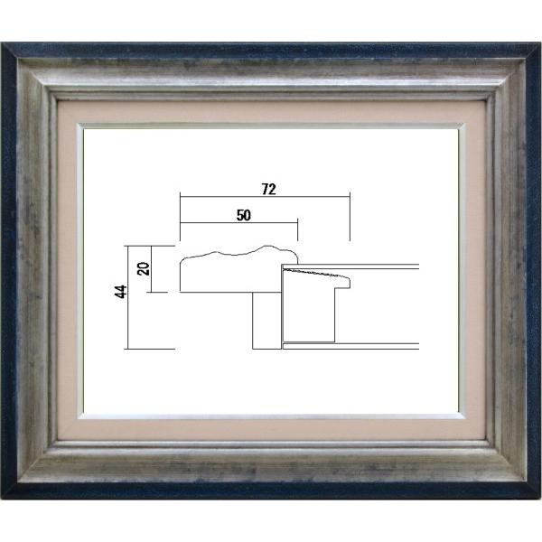 額縁　油絵/油彩額縁 木製フレーム アクリル付 7740 サイズ F4号 シルバー