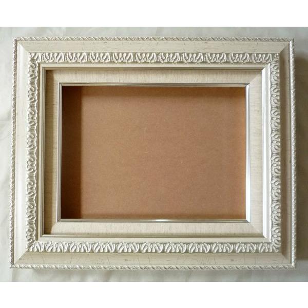 額縁　油絵/油彩額縁 アクリル付 8145 F10号 シルバー/アイボリー