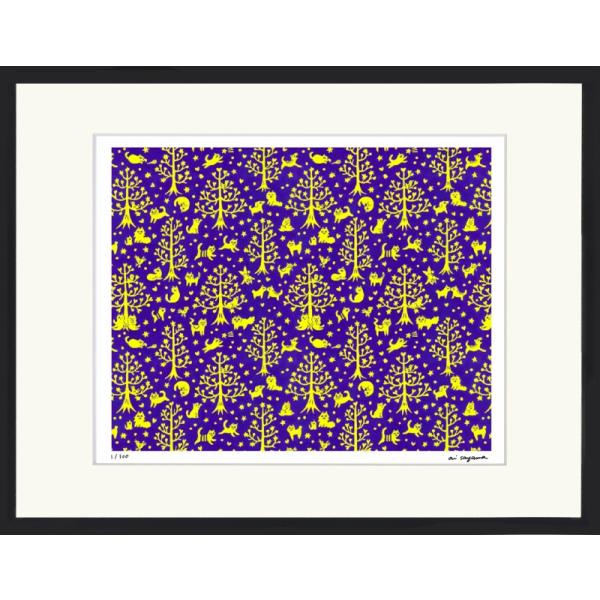 ジークレー版画 額装絵画 ai sayama 「猫の森」 太子