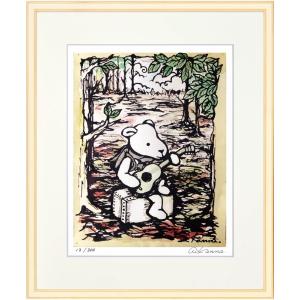 ジークレー版画 額装絵画 KANNA 「クマさんギター」 四ッ切｜touo