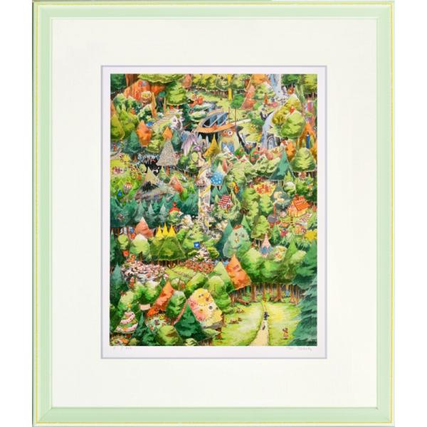 ジークレー版画 額装絵画 堀 乃布子 「行く〜森〜」 四ッ切