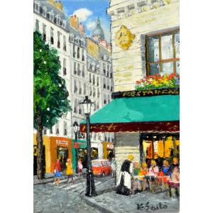 斉藤 要 「 パリの街角 」 油絵 油彩画 WF3 絵画 洋画 手描き 肉筆