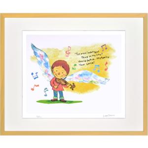 ジークレー版画 額装絵画 はりたつお作 「バイオリン」