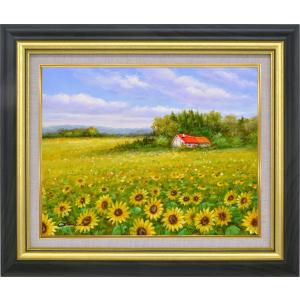 バスコ　風景画　花畑　肉筆　油絵 ヨーロッパ絵画 肉筆油絵 (額縁付きで納品対応可) サイズF6号