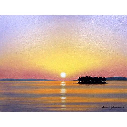 油絵 油彩画 洋画 (油絵額縁付きで納品対応可) F6 「宍道湖１」 朝隈 敏彦