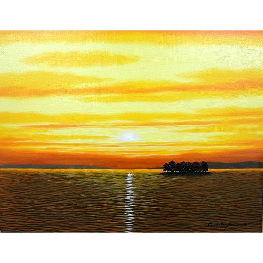 油絵 油彩画 洋画 (油絵額縁付きで納品対応可) SM 「宍道湖２」 朝隈 敏彦