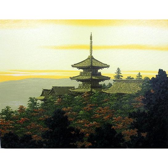 油絵 油彩画 洋画 (油絵額縁付きで納品対応可) WF3 「清水寺」 朝隈 敏彦