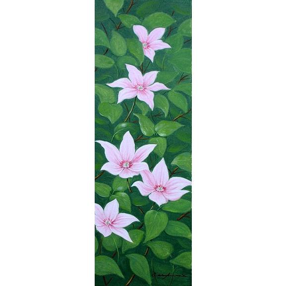油絵 油彩画 洋画 (油絵額縁付きで納品対応可) WF3 「クレマチス」 朝隈 敏彦