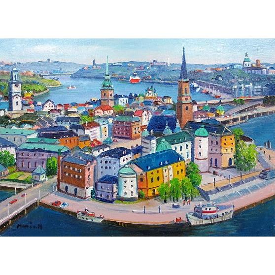 油絵 油彩画 洋画 (油絵額縁付きで納品対応可) WSM 「ストックホルム」 半澤 国雄