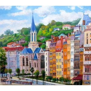 油彩画 洋画 (油絵額縁付きで納品対応可) WF3 「パリの街」 半澤 国雄｜touo