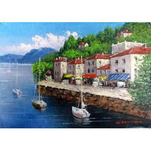 油絵 油彩画 洋画 (油絵額縁付きで納品対応可) WSM 「地中海」 広瀬 和之