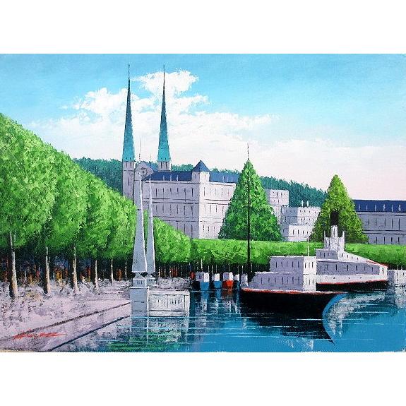 油絵 油彩画 洋画 (油絵額縁付きで納品対応可) F6号 「ルツェルン」 広瀬 和之